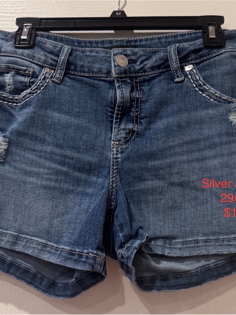 Silver Jeans Distressed Blue Denim Shorts